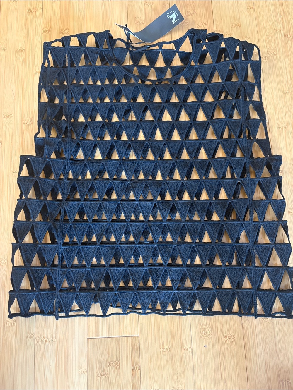 Black Crochet Triangle Shirt